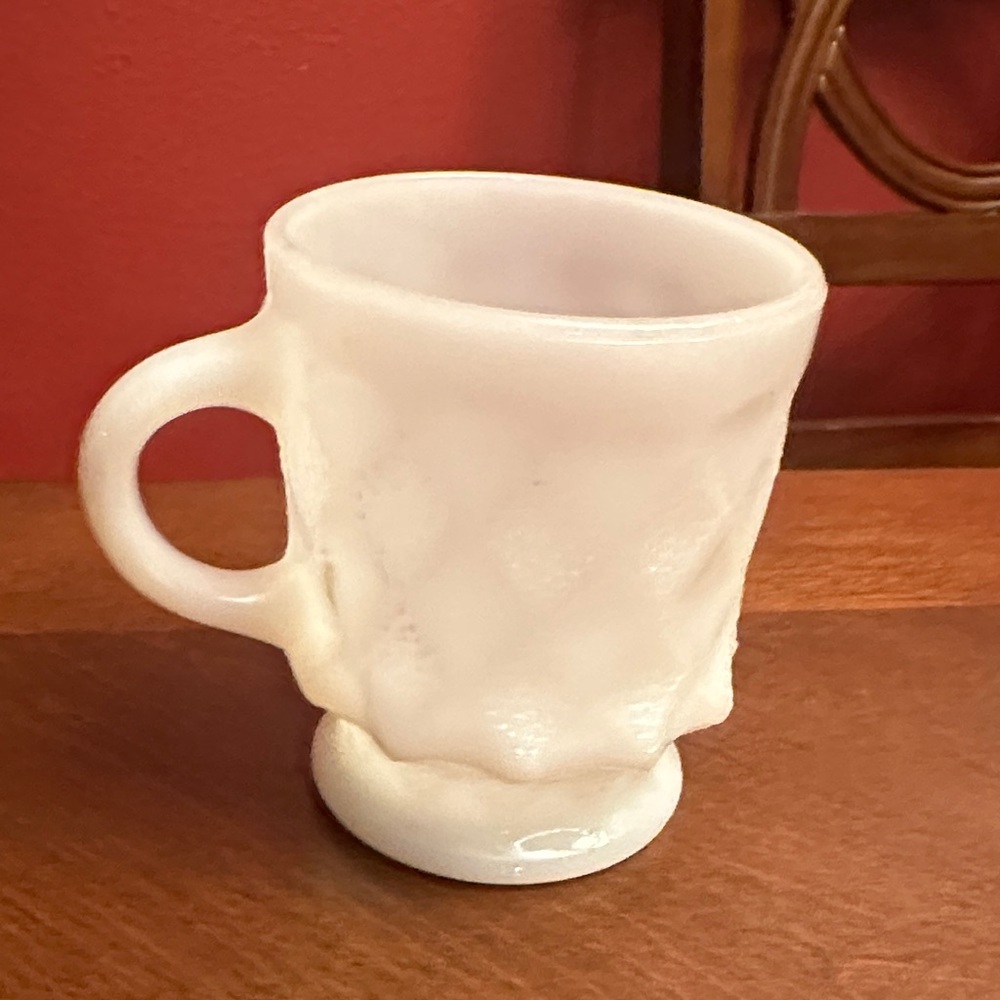 Vintage White Fire King Kimberly diamond coffee cup